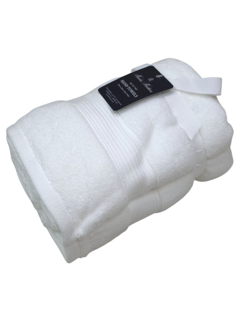 Brooks Brothers Set Of Two White Hand Towels 18x28 Inch Zero Twist 100% Cotton